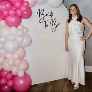 White Satin Halter Neck Twist-Front Maxi Dress